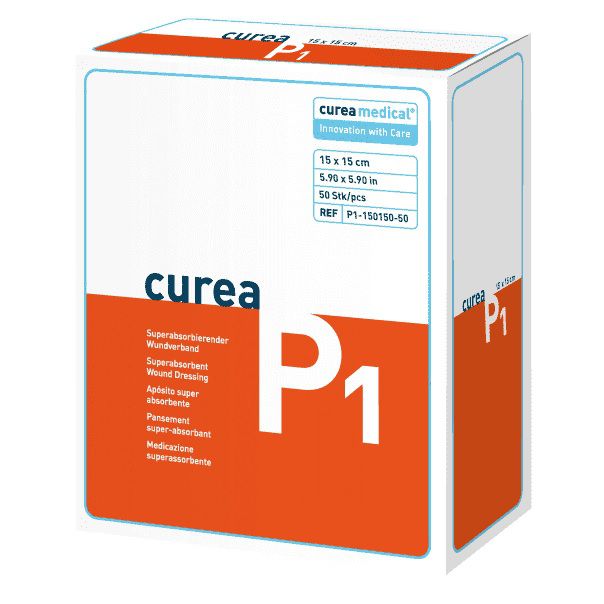 CUREA P1 superabsorb.Wundauflage 15x15 cm